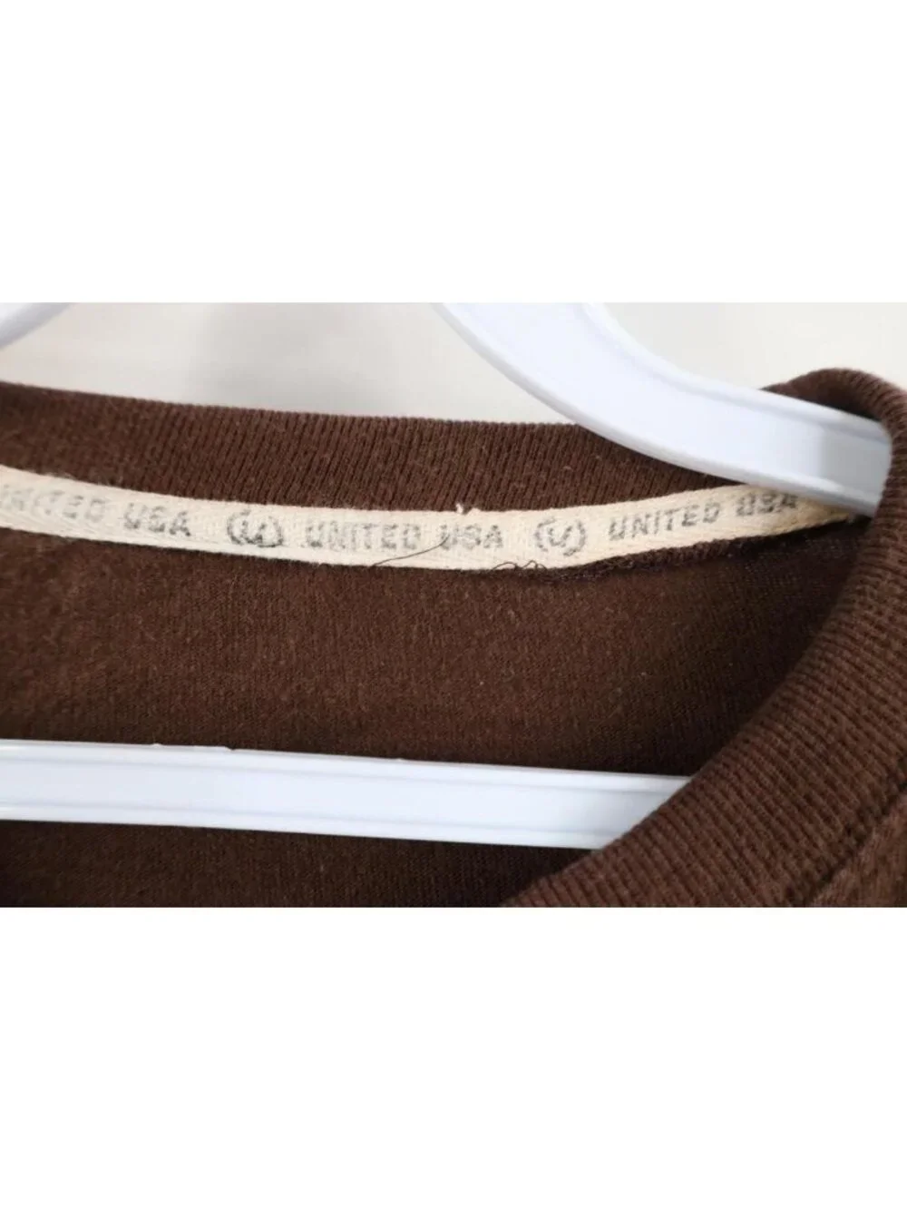 Vintage Y2K Streetwear Mens 3XL Faded Blank Cotton Long Sleeve T-Shirt Brown